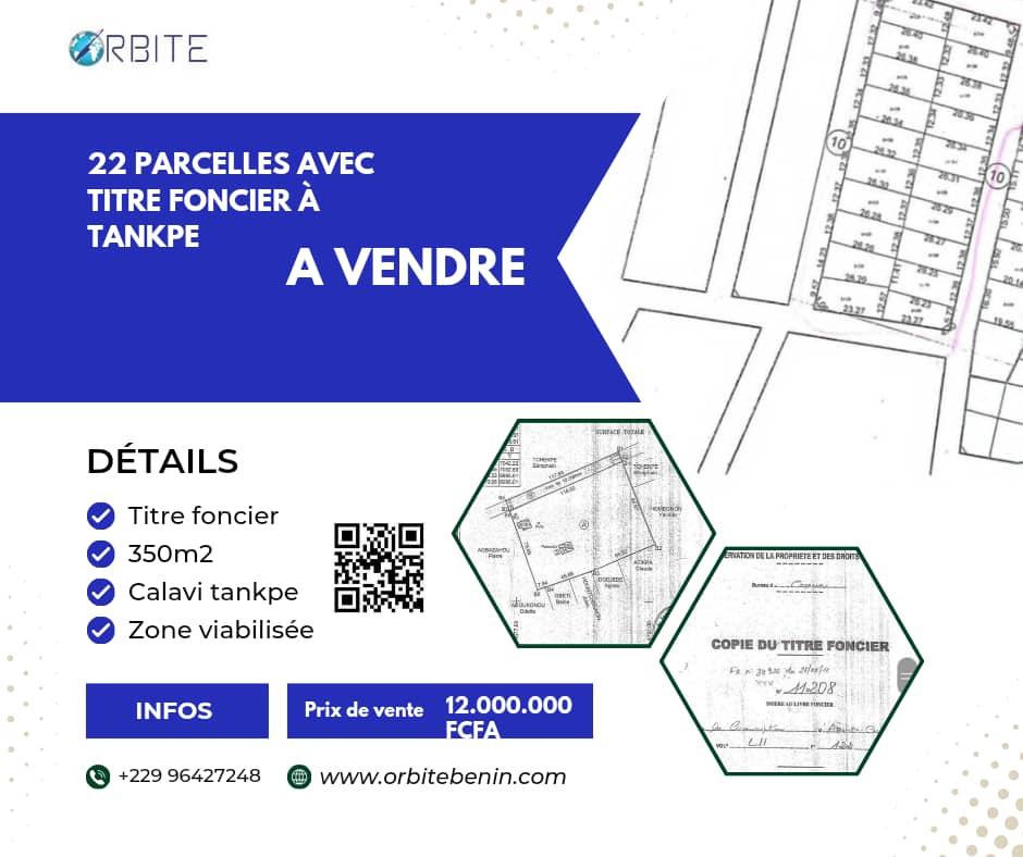 Vente d'un Terrain : Atlantique-Abomey-Calavi (tankpe)